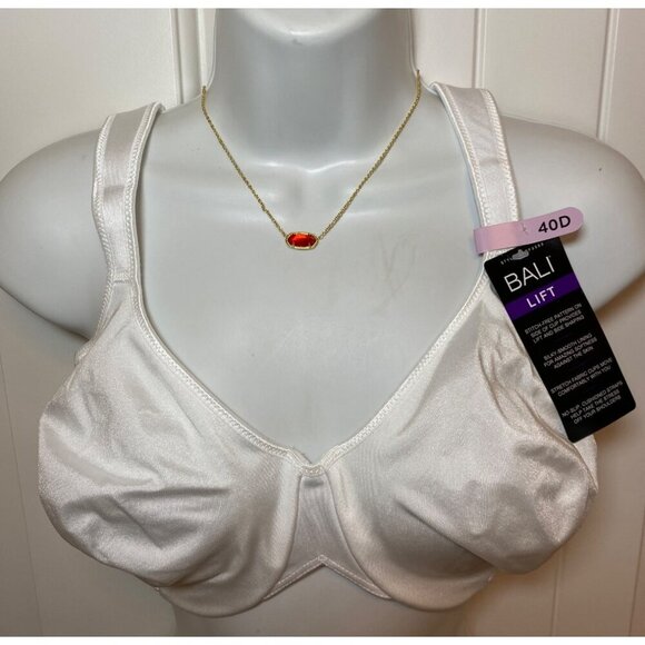 Bali Lift Women’s Underwire Bra 40D Smooth Satin White Adjustable Straps‎ - Picture 5 of 8